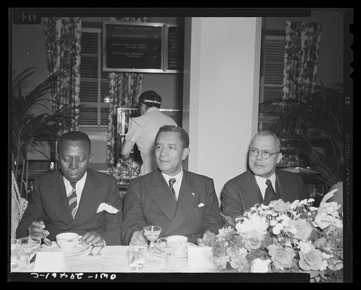 Untitled photo, possibly related to: Luncheon for Liberian Presidential party. His Excellency, Edwin Barclay, President of the Republic of Liberia, was feted by Negro civic, social, professional and educational leaders Saturday, May 29, 1943 at a luncheon at the Lucy Diggs Slowe Hall in Washington, 