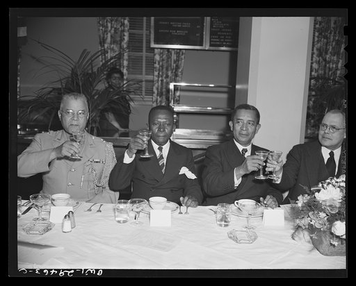 Untitled photo, possibly related to: Luncheon for Liberian Presidential party. His Excellency, Edwin Barclay, President of the Republic of Liberia, was feted by Negro civic, social, professional and educational leaders Saturday, May 29, 1943 at a luncheon at the Lucy Diggs Slowe Hall in Washington, 