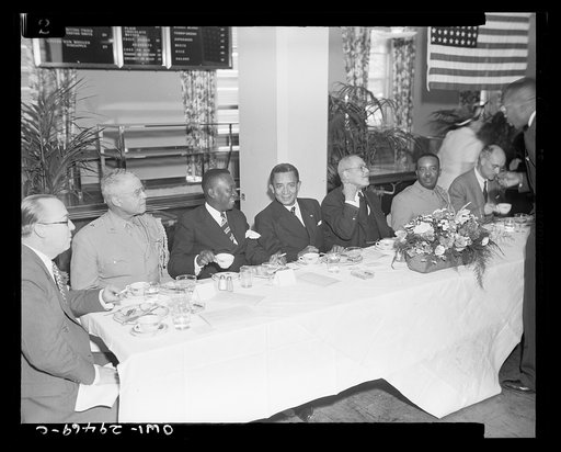 Untitled photo, possibly related to: Luncheon for Liberian president's party. His Excellency, Edwin Barclay, President of the Republic of Liberia, was feted by Negro civic, social, professional and educational leaders Saturday, May 29, 1943 at a luncheon at the Lucy Diggs Slowe Hall in Washington, D