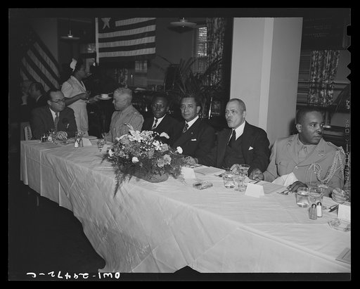 Untitled photo, possibly related to: Luncheon for Liberian Presidential party. His Excellency, Edwin Barclay, President of the Republic of Liberia, was feted by Negro civic, social, professional and educational leaders Saturday, May 29, 1943 at a luncheon at the Lucy Diggs Slowe Hall in Washington, 
