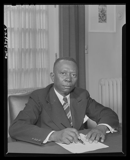 President-elect of the Republic of Liberia. The Honorable W.V.S. Tubman, President-elect of the Republic of Liberia is shown at a desk in historic Blair House during the official visit of His Excellency, Edwin Barclay, President of the Republic of Liberia on May 30, 1943