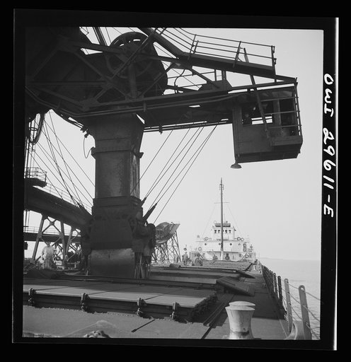 Sandusky, Ohio. Loading coal into a lake freighter at the Pennsylvania Railroad docks