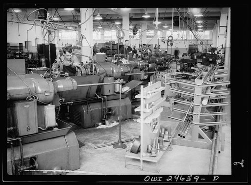 Melbourne, Australia. Beaufort torpedo bomber turret sub-assembly plant. General view of the machine shop where tools used in turret construction are made on machines imported under the lend lease program