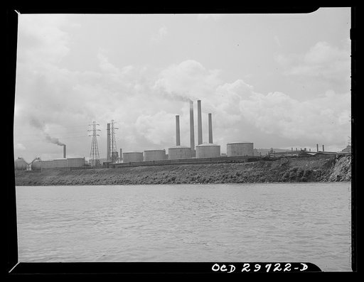 Charleston (vicinity), West Virginia. Gasoline storage tanks along the Kanawha River
