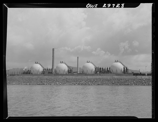 Institute, West Virginia. Storage chambers at a synthetic rubber plant along the Kanawha River