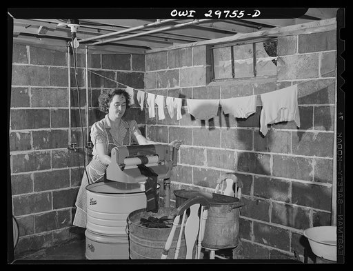 Point Pleasant, West Virginia. Washing clothes in the basement of the Fergusen house