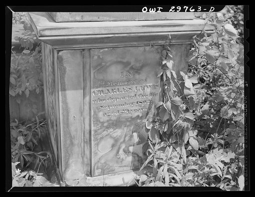 Point Pleasant, West Virginia. The gravestone of Charles Lewis, buried 1803 on the Lewis farm