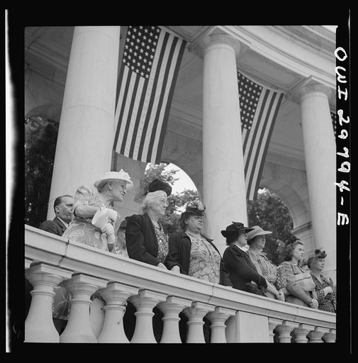 Arlington Cemetery, Arlington, Virginia. Women in reserved boxes at the Memorial Day services in the amphitheater