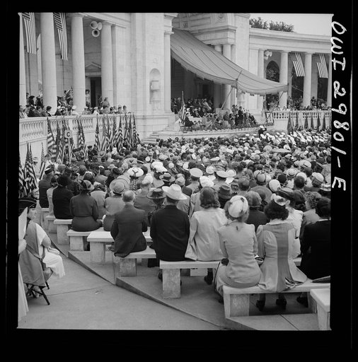 Arlington Cemetery, Arlington, Virginia. Spectators at the Memorial Day services in the amphitheater