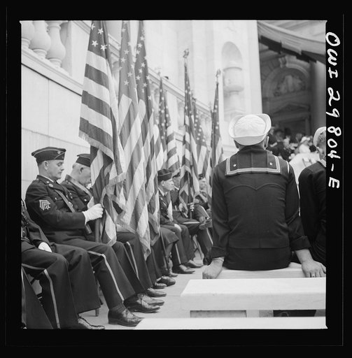 Arlington Cemetery, Arlington, Virginia. Stars and Stripes at the Memorial Day services