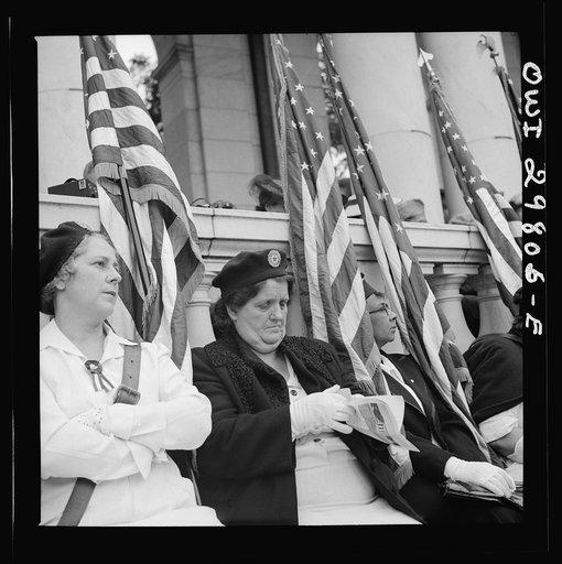 Arlington Cemetery, Arlington, Virginia. American legion color bearer at the Memorial Day services in the amphitheater