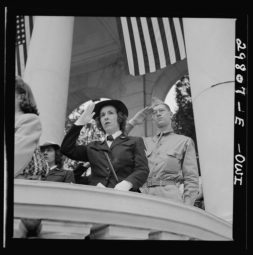 Untitled photo, possibly related to: Arlington Cemetery, Arlington, Virginia. Spectators at the Memorial Day services in the amphitheater