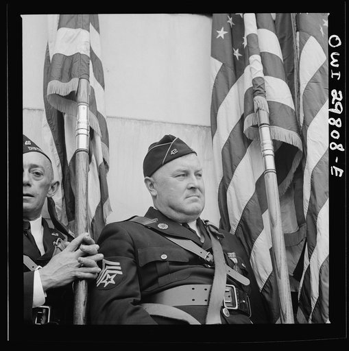 Arlington Cemetery, Arlington, Virginia. American Legion color bearer at the Memorial Day services in the amphitheater