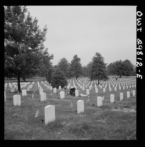 Untitled photo, possibly related to: Arlington Cemetery, Arlington, Virginia. Decorating a soldier's grave in one of the Negro sections on Memorial Day
