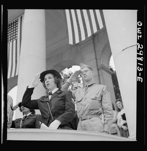 Untitled photo, possibly related to: Arlington Cemetery, Arlington, Virginia. Spectators at the Memorial Day services in the amphitheater