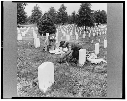 Arlington Cemetery, Arlington, Virginia. Decorating a soldier's grave in one of the Negro sections on Memorial Day