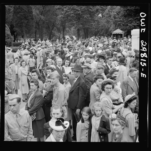 Untitled photo, possibly related to: Arlington Cemetery, Arlington, Virginia. A crowd at the Tomb of the Unknown Soldier after the Memorial Day services