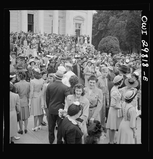 Untitled photo, possibly related to: Arlington Cemetery, Arlington, Virginia. A crowd at the Tomb of the Unknown Soldier after the Memorial Day services