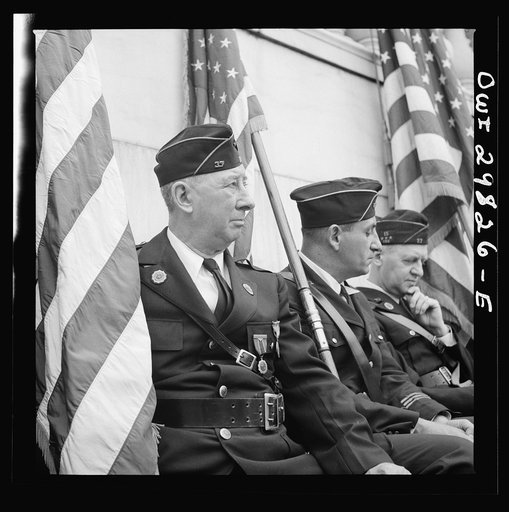 Arlington Cemetery, Arlington, Virginia. American legion color bearer at the Memorial Day services in the amphitheater