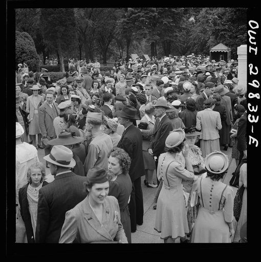 Arlington Cemetery, Arlington, Virginia. A crowd at the Tomb of the Unknown Soldier after the Memorial Day services