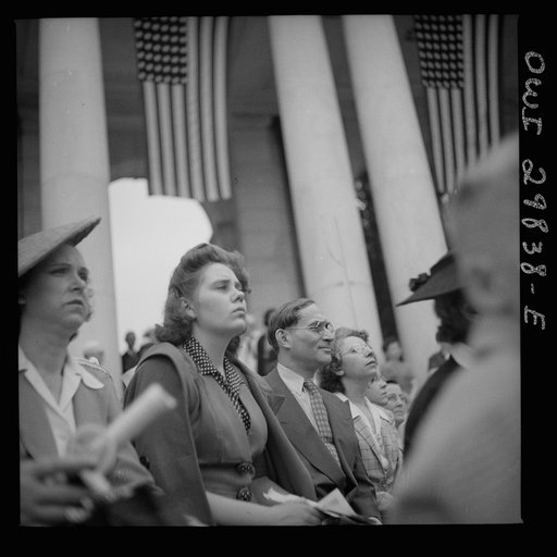 Arlington Cemetery, Arlington, Virginia. Spectators at the Memorial Day services in the amphitheater