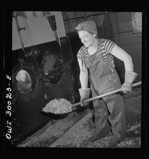 Untitled photo, possibly related to: Pitcairn, Pennsylvania. Miss Mary DaVanzo, twenty-two, employed at the Pennsylvania Railroad steel car shop boiler room as a stationary firemen's helper, earning seventy-two cents per hour. She lives on a farm in nearby Delmont and was formerly a waitress in the 