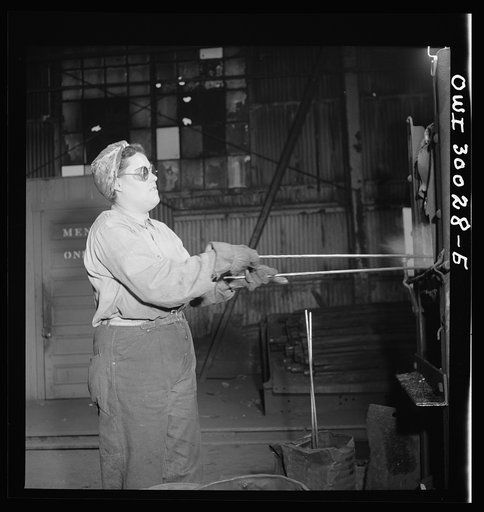 Pitcairn, Pennsylvania. Mrs. Agnes Glunt, mother of a child four years old, employed as a rivet heater in the Pitcairn, Pennsylvania Railroad steel car shop, earning seventy-two cents per hour. Her husband works at the Westinghouse Electric Company