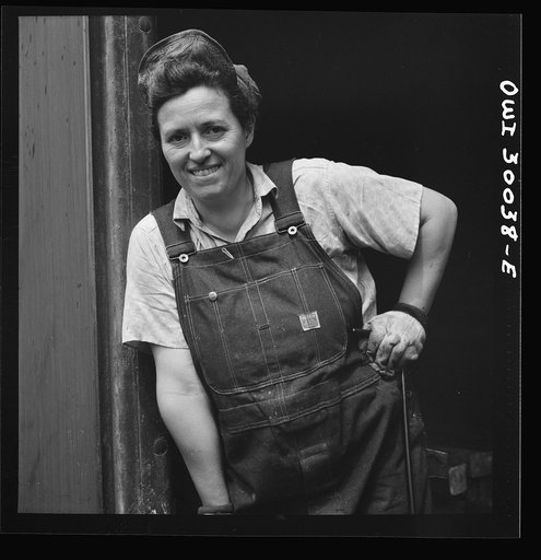 Pitcairn, Pennsylvania. Mrs. Lois Micheltree, thirty-six, employed as a laborer at the Pennsylvania Railroad lumber yard, earning fifty-five cents per hour. She helps to load and unload lumber from cars. She has a son in the United States Navy