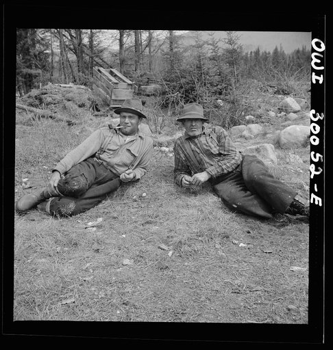 Untitled photo, possibly related to: Spring pulpwood drive on the Brown Company timber holdings in Maine. French-Canadian woodsman