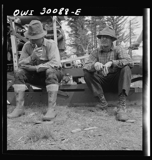 Untitled photo, possibly related to: Spring pulpwood drive on the Brown Company timber holdings in Maine. French-Canadian woodsman
