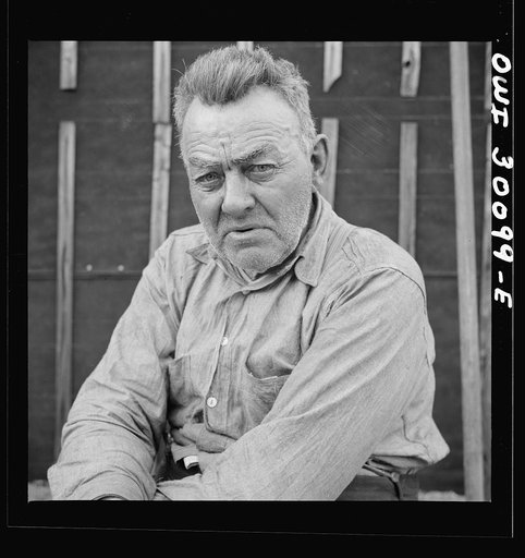 Spring pulpwood drive on the Brown Company timber holdings in Maine. "Old George" Hill, eighty year-old woodsman, who drives the camp's horse and wagon on numerous errands
