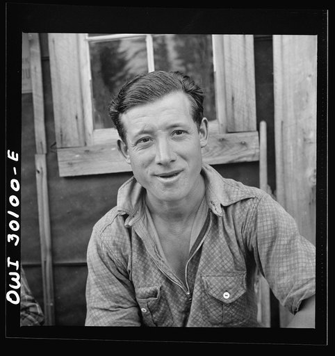 Spring pulpwood drive in the Brown Company timber holdings in Maine. French-Canadian woodsman