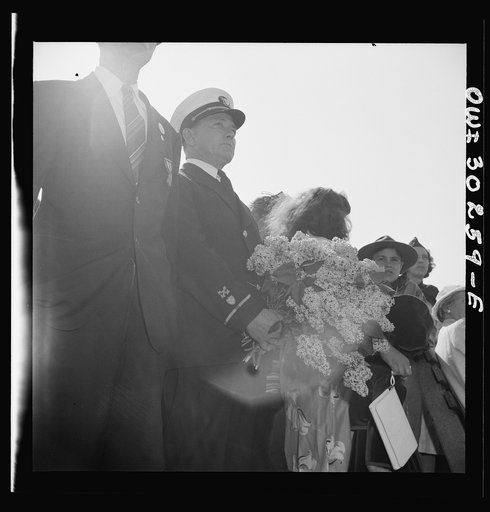 Untitled photo, possibly related to: Gloucester, Massachusetts. Memorial Day, 1943. Girl scouts attending the Memorial services