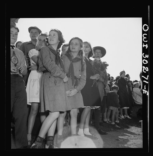 Gloucester, Massachusetts. Memorial Day, 1943. Girl scouts attending the Memorial services