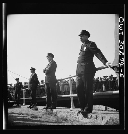 Gloucester, Massachusetts. Memorial Day 1943. Gloucester policemen at the Memorial services