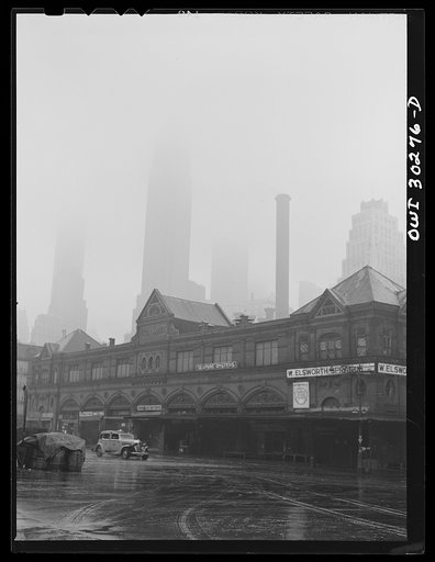 New York City, foggy morning at Fulton fish market