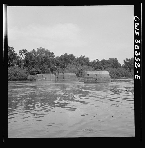 Gallipolis, Ohio. Almost submerged locks in Ohio River