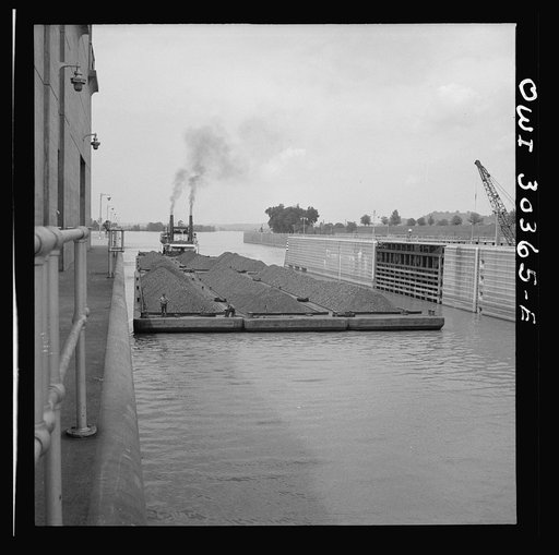Gallipolis, Ohio. Coal barges entering locks