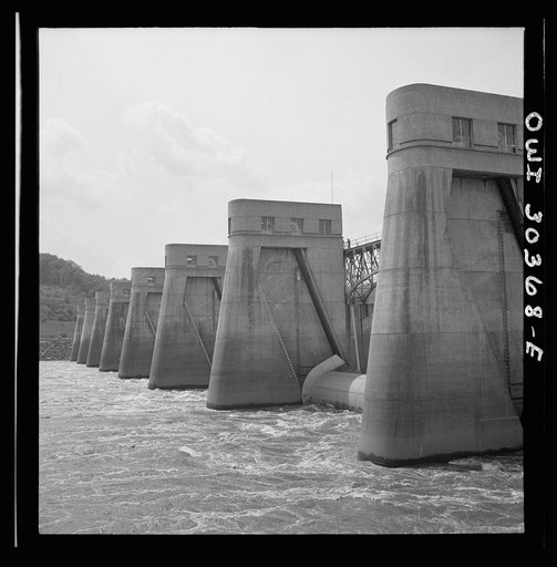 Untitled photo, possibly related to: Gallipolis, Ohio. Roller dam at Gallipolis locks