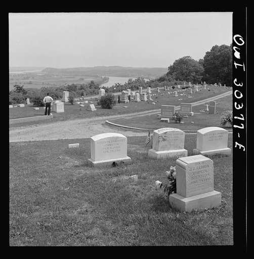 Cemetery on a hill overlooking Ohio River near Gallipolis