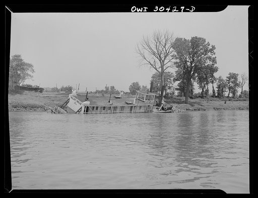 Beached and wrecked riverboat