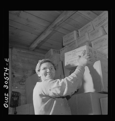 Pitcairn, Pennsylvania. Mrs. Anna Matecko, a Lithuanian, mother of four children, employed as a stower of freight at the transfer service of the Pennsylvania Railroad, earns seventy cents per hour. Her husband, of Russian descent, is a coal miner