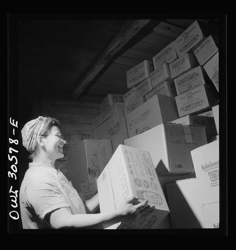 Untitled photo, possibly related to: Pitcairn, Pennsylvania. Mrs. Anna Matecko, a Lithuanian, mother of four children, employed as a stower of freight at the transfer service of the Pennsylvania Railroad, earns seventy cents per hour. Her husband, of Russian descent, is a coal miner