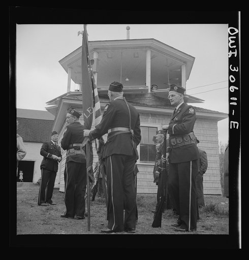 Untitled photo, possibly related to: Ashland, Aroostook County, Maine. Even with gasoline rationed, many people attended the Memorial Day ceremonies in cars