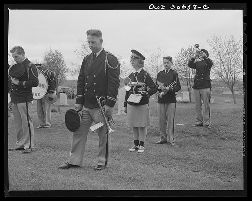 Ashland, Aroostook County, Maine. Sounding taps at the Memorial Day ceremonies
