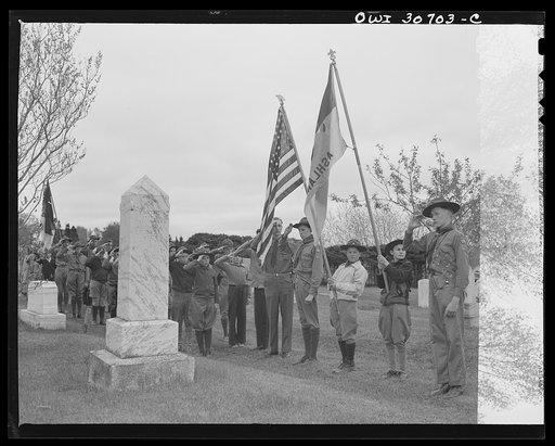 Untitled photo, possibly related to: Ashland, Aroostook County, Maine. Saluting the dead of the first World War at the Memorial Day ceremonies