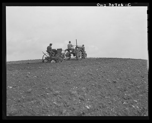 Fort Kent, Aroostook County, Maine. Spring planting on the French Acadian farm of Leonard Gagnon