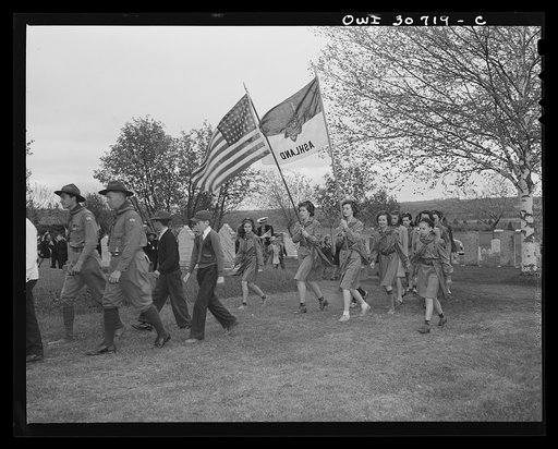 Ashland, Aroostook County, Maine. Marching from the cemetery at the conclusion of the Memorial Day ceremonies