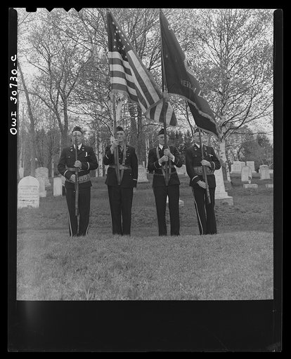 Ashland, Aroostook County, Maine. Color guard at the Memorial Day ceremonies
