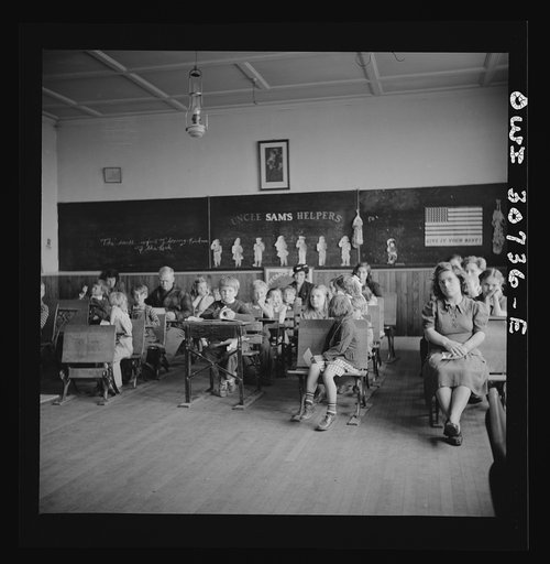 Buffalo Hill, Aroostook County, Maine. Congregational choir services held in one-room schoolhouse in isolated rural community